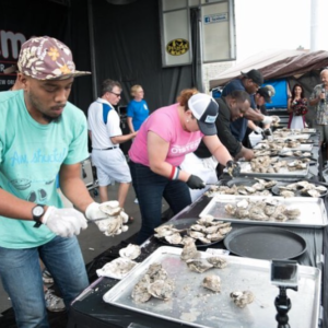 P&J Oyster shucking contest at New Orleans Oyster Fest 2017